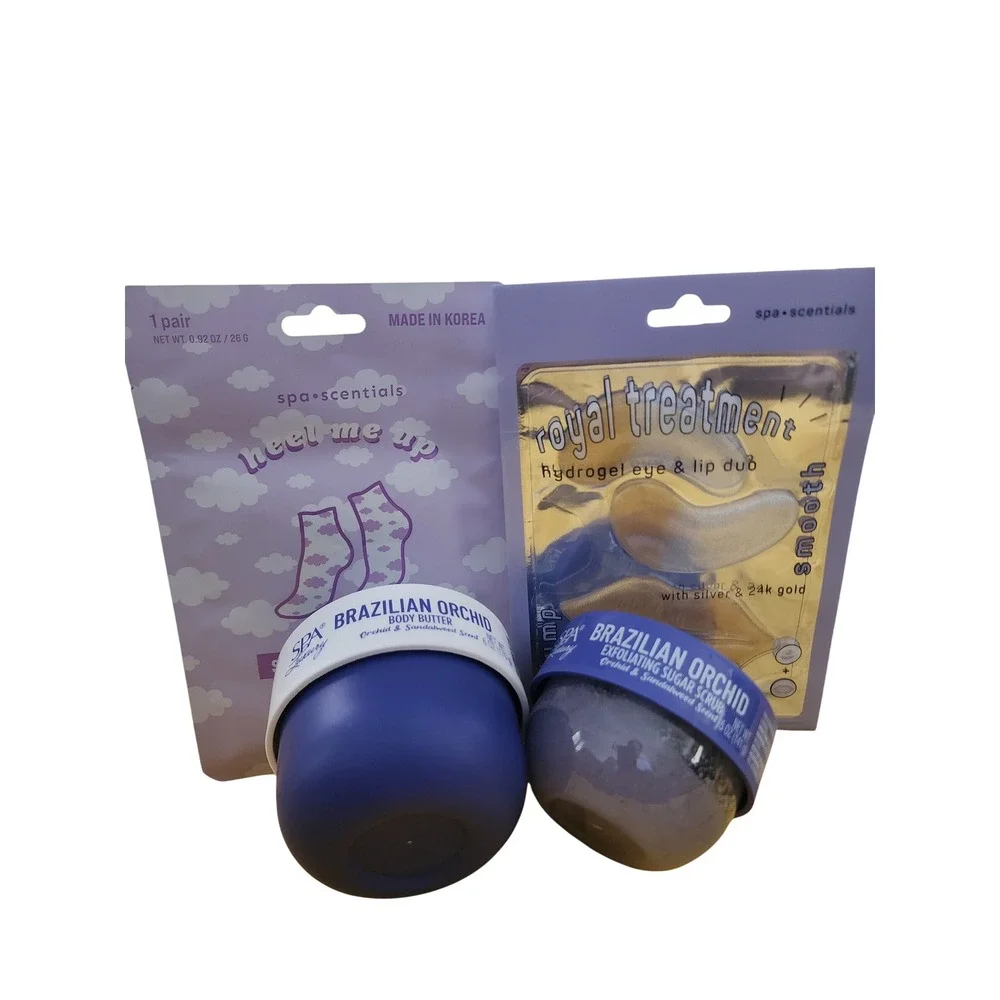 Spa Luxury Brazilian Orchid Body Butter Scrub Set & Spa Scential Mask 4pc Bundle